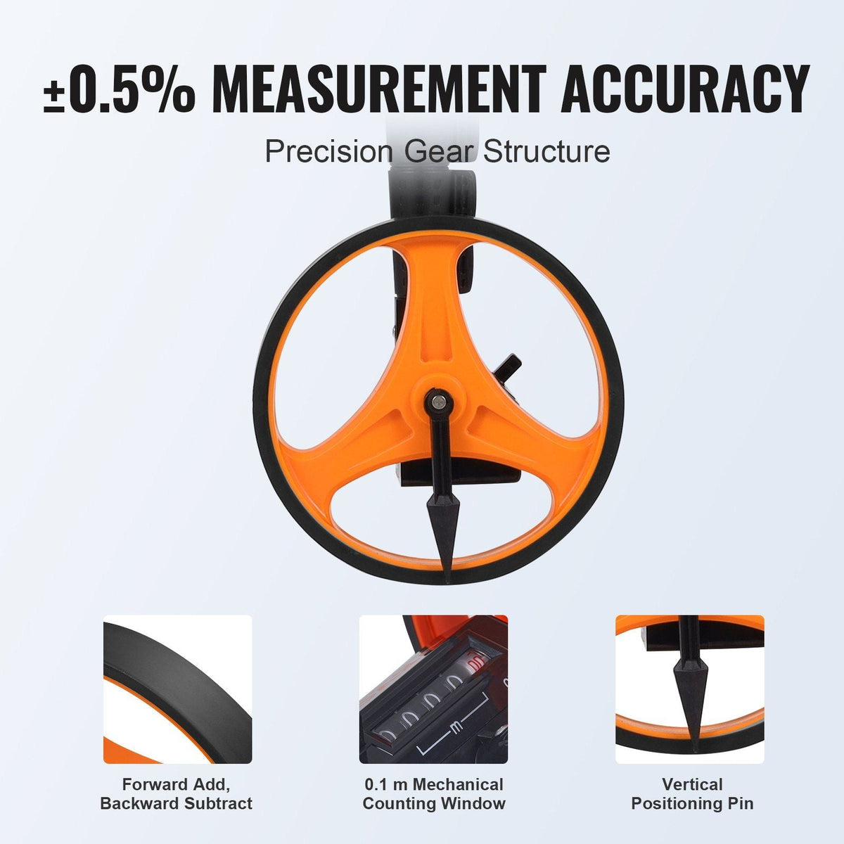 Measuring Wheel in Inches, 6.3 in Wheel Diameter, 39.37-16.53 in Telescoping Measure Wheel, Measurement 0-9,999m with Back Bag, Suitable for Lawn/Hard/Soft/Wood Road Measuring