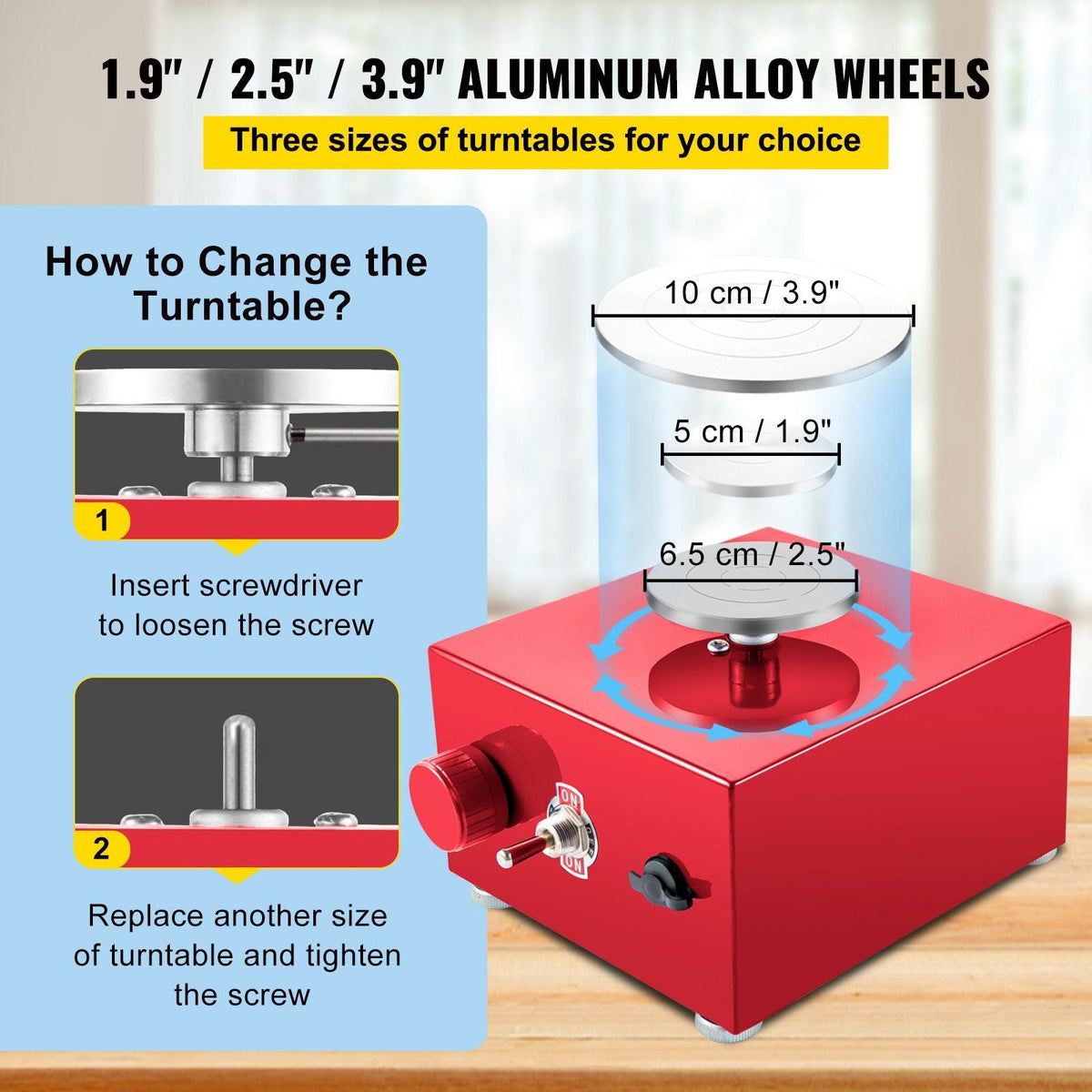 Mini Pottery Wheel 30W Ceramic Wheel Adjustable Speed Clay Machines Electric Sculpting Kits with 3 Turntables Trays and 16pcs Tools for Art Craft Work Molding Gift and Home DIY