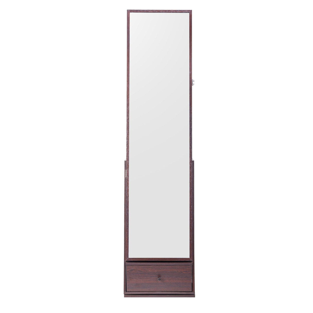 Mirror Jewelry Cabinet 360° Swivel Standing Mirror with Storage Brown