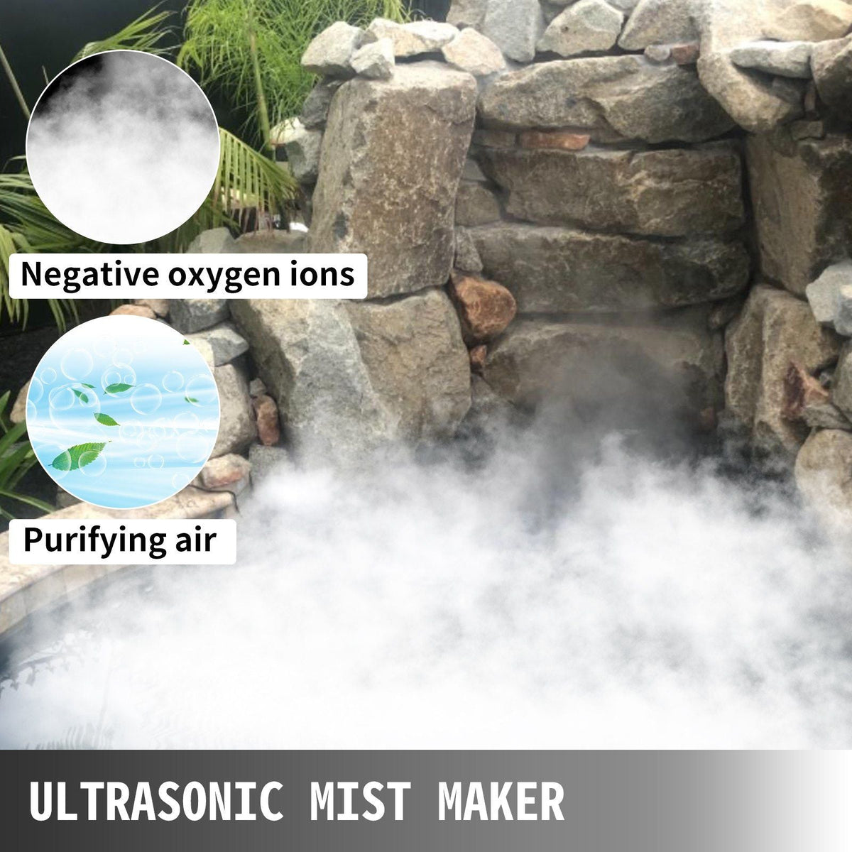 Mist Maker 12 Head Ultrasonic Mist Fogger with Waterproof Power Supply Ultrasonic Fogger Humidifier Stainless Steel Pond Mister Fogger 7kg/h