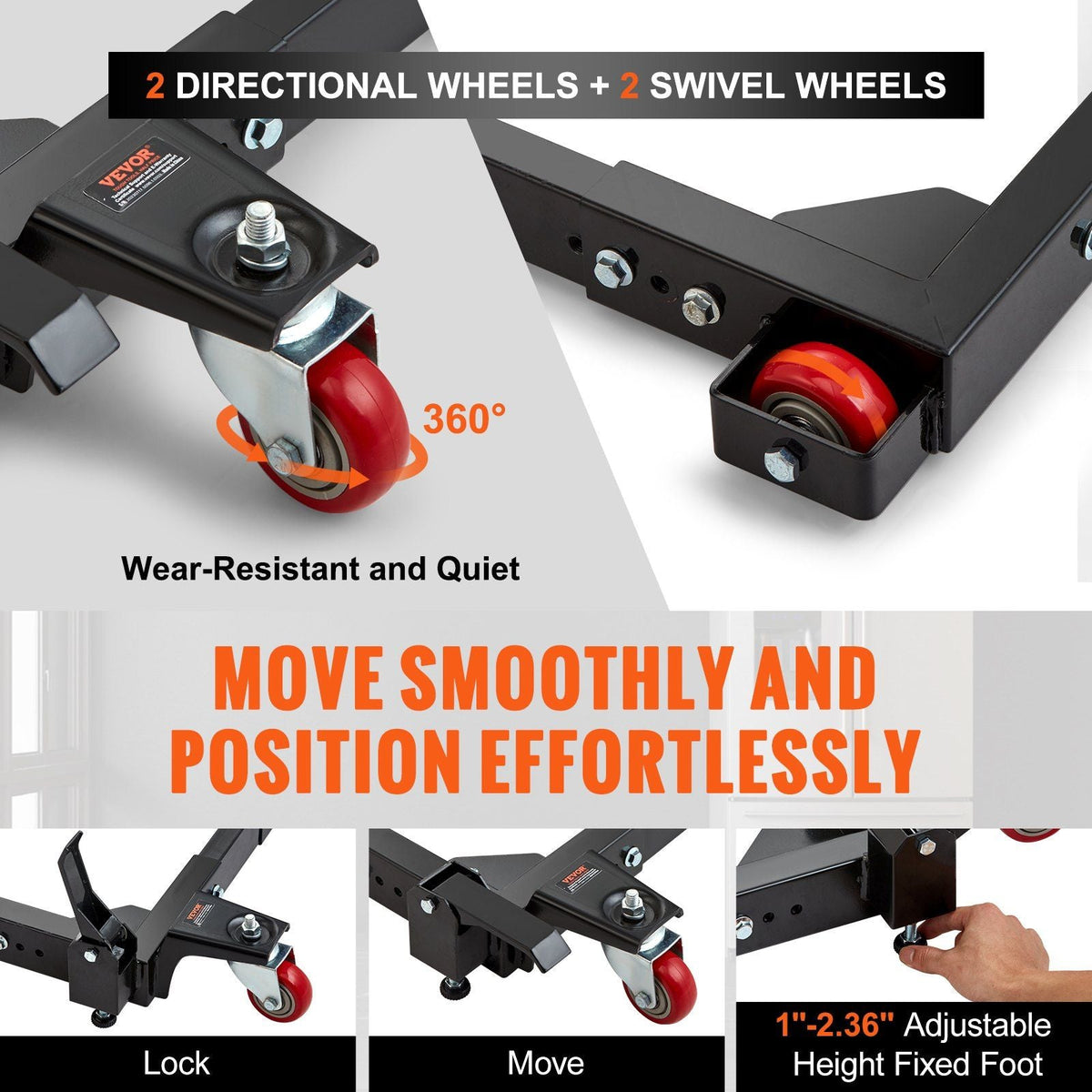Mobile Base, 1500 lbs Capacity, Adjustable from 20.7" x 23.7" to 28" x 33.5", Heavy Duty Universal Mobile Base Stand with Swivel Wheels, for Woodworking Equipment, Bandsaw, Power Tools, Machines