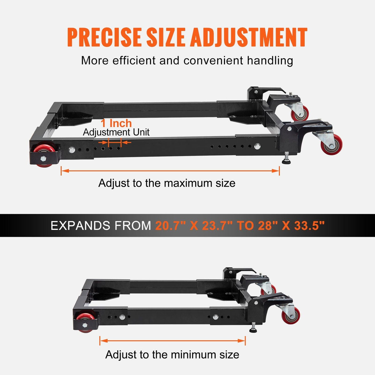 Mobile Base, 1500 lbs Capacity, Adjustable from 20.7" x 23.7" to 28" x 33.5", Heavy Duty Universal Mobile Base Stand with Swivel Wheels, for Woodworking Equipment, Bandsaw, Power Tools, Machines