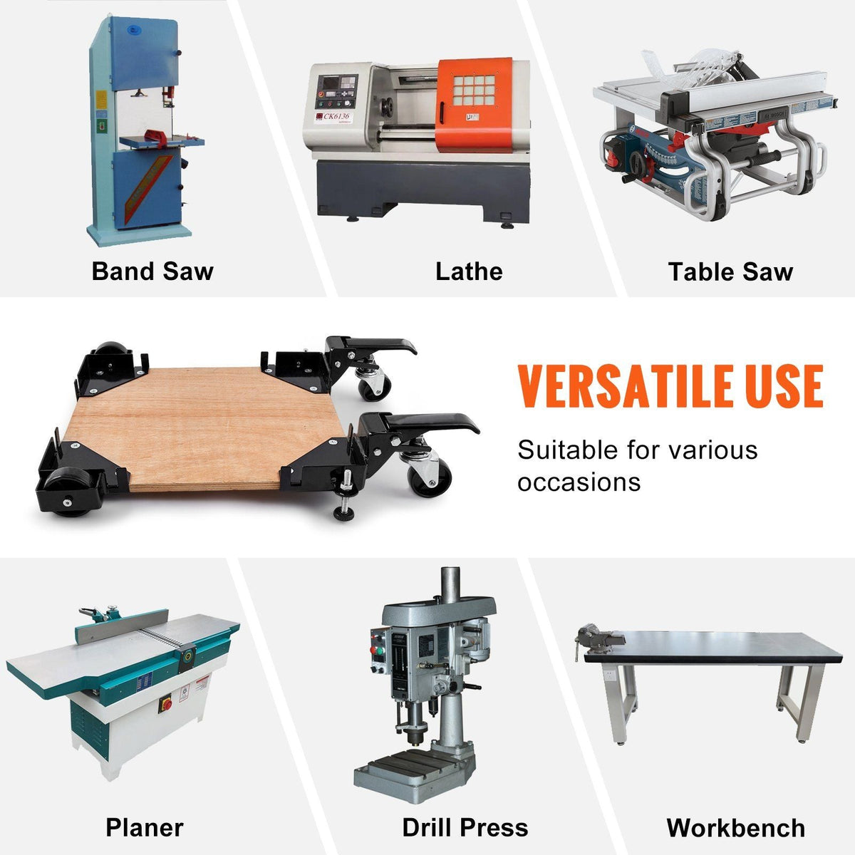 Mobile Base, 400 lbs Weight Capacity, Adjustable from 12" x 12" to Infinity, Heavy Duty Universal Mobile Base Stand with Swivel Wheels, for Woodworking Equipment, Bandsaw, Power Tools, Machines
