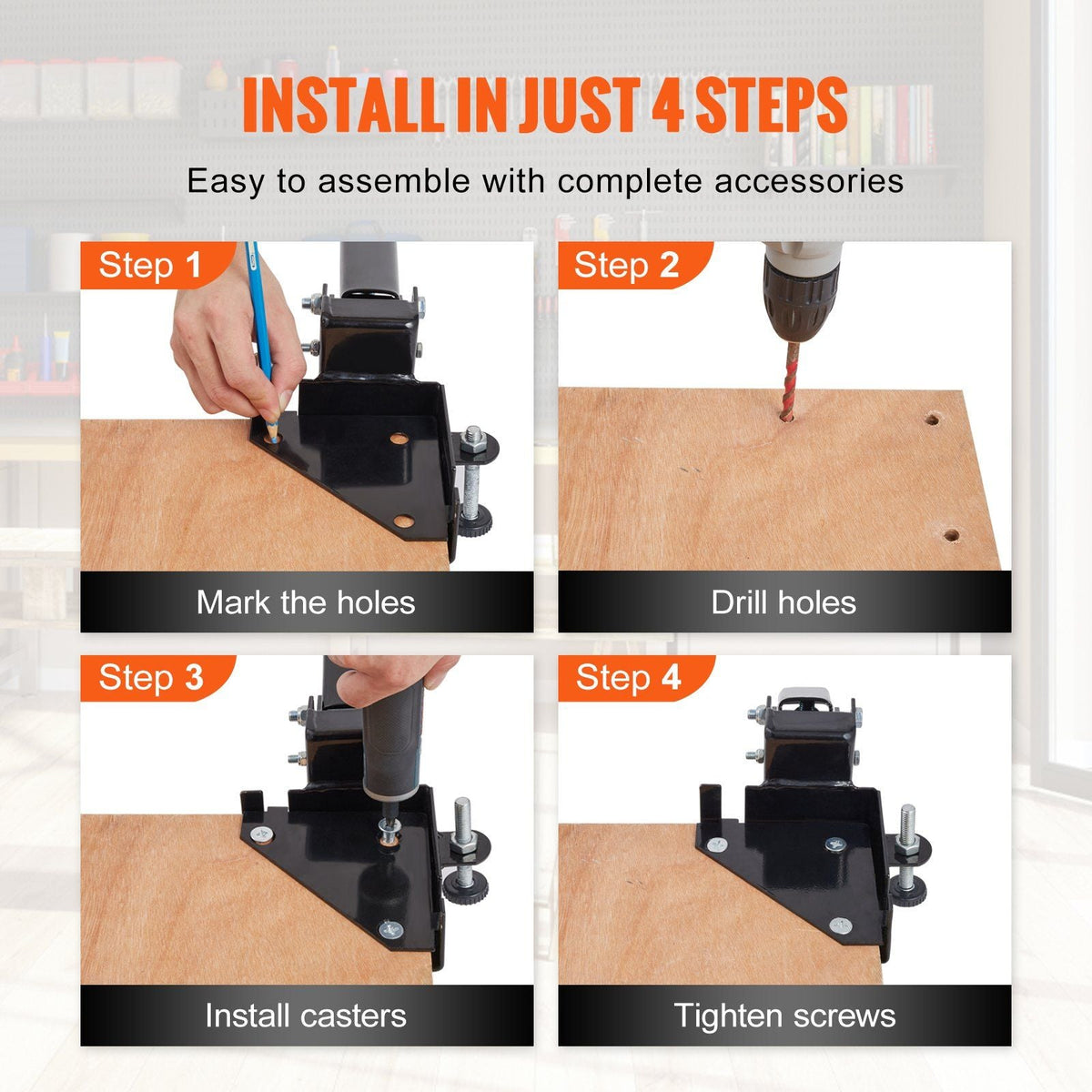 Mobile Base, 400 lbs Weight Capacity, Adjustable from 12" x 12" to Infinity, Heavy Duty Universal Mobile Base Stand with Swivel Wheels, for Woodworking Equipment, Bandsaw, Power Tools, Machines
