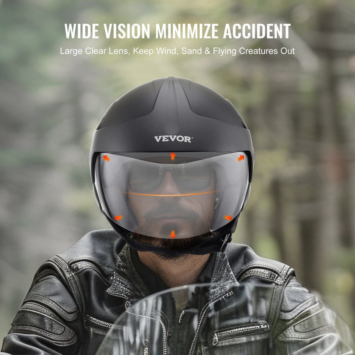 Motorcycle Helmet, 3/4-Face, Smart Street ABS & High Density Helmet with Bluetooth Slot & Interchangeable Lens, DOT Approved Comfortable Motocross Helmet, Fit for Youth & Adults