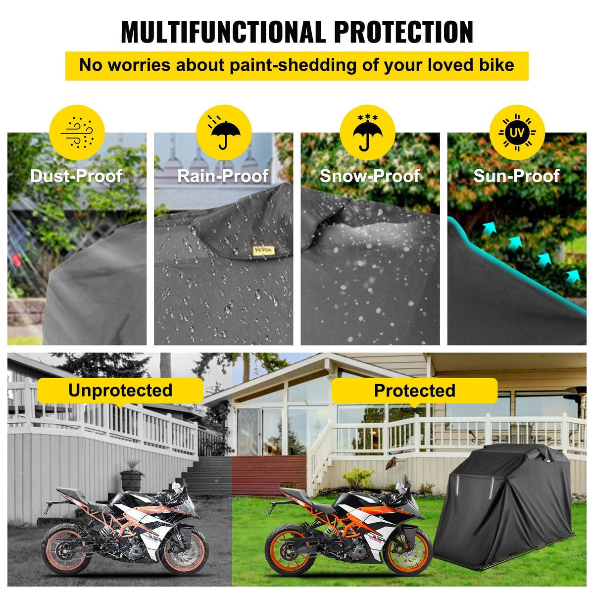 Motorcycle Shelter Shed Strong Frame Motorbike Garage Waterproof 106.3"x 41.3"x 61" Motorbike Cover Tent Scooter Shelter 120055 Hoods for Vehicles