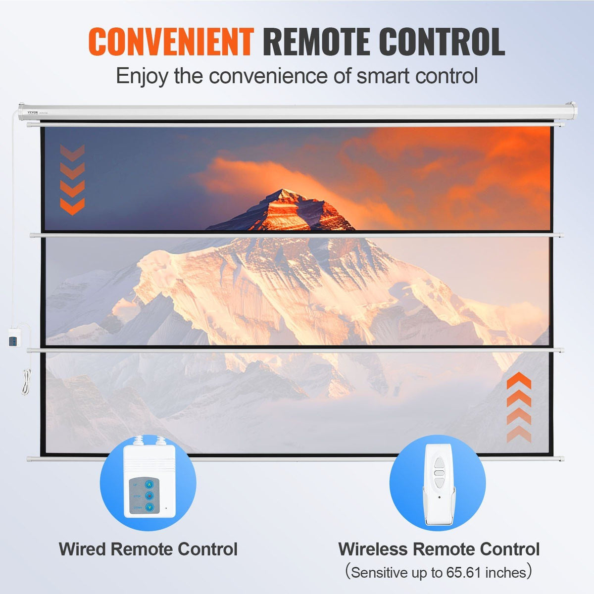 Motorized Projector Screen, 120 inch 16:9 4K 1080 HD Electric Projector Screen, Automatic Projection Screen with Remote Control, Wall Mount Movie Screen for Family Home Office Theater