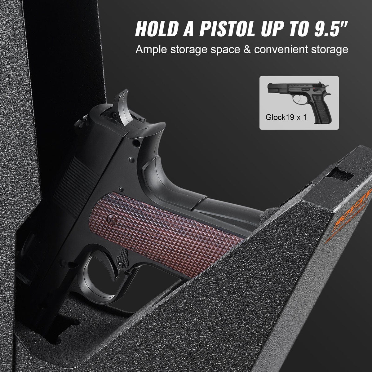 Mounted Gun Safe for Pistols, Biometric Gun Safe with Three Quick Access Ways of Fingerprints, Passwords and Keys, Handgun Safe for 1 Pistol for Home, Bedside, Nightstand, Wall