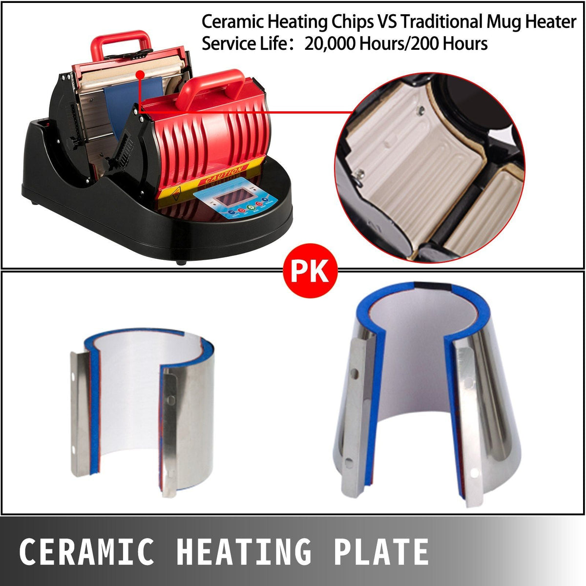 Mug Heat Press 1300W Mug Press Red Heat Press Bottle Multifunctional Cup Mug Sublimation Heat Press Machine Mug Press for Transferring Pictures with 11oz, 280mmm Mugs Heating Accessories