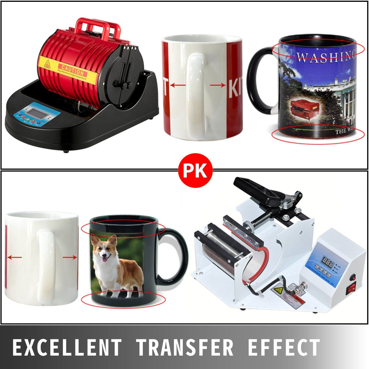Mug Heat Press 1300W Mug Press Red Heat Press Bottle Multifunctional Cup Mug Sublimation Heat Press Machine Mug Press for Transferring Pictures with 11oz, 280mmm Mugs Heating Accessories