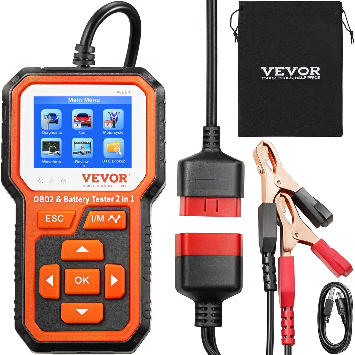 OBD2 Scanner Battery Tester 6V/12V - Upgrade 2 IN1 OBD Scanner Diagnostic Tool Car 100-2000 Battery Charging Cranking System Test Car Code Reader Scan Tool for All OBDII Protocol Cars Since 1996