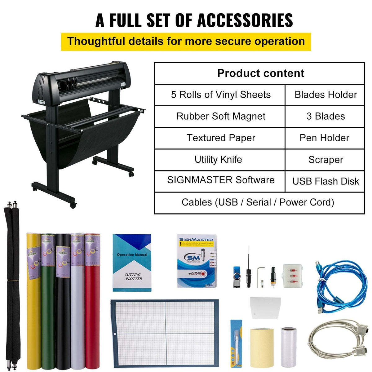 Off-line Vinyl Cutter Machine 870mm Vinyl Printer U-Disk, 34 inch Plotter Printer with Accessories & Floor Stand Vinyl Cutting Machine Adjustable Force and Speed for Sign Making Plotter Cutter