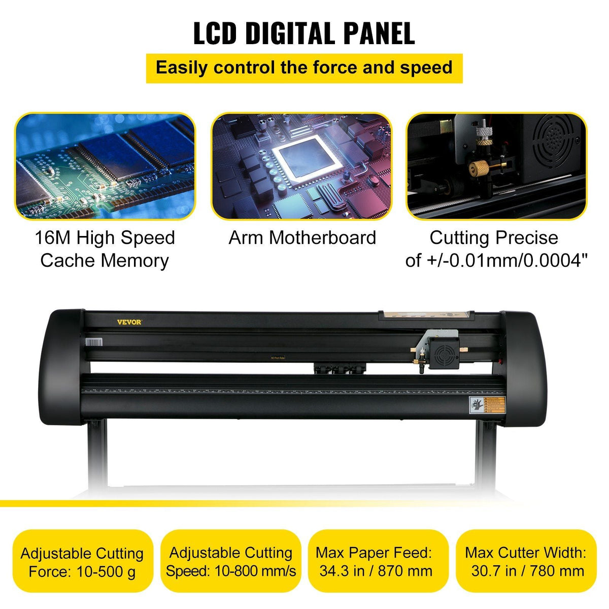 Off-line Vinyl Cutter Machine 870mm Vinyl Printer U-Disk, 34 inch Plotter Printer with Accessories & Floor Stand Vinyl Cutting Machine Adjustable Force and Speed for Sign Making Plotter Cutter