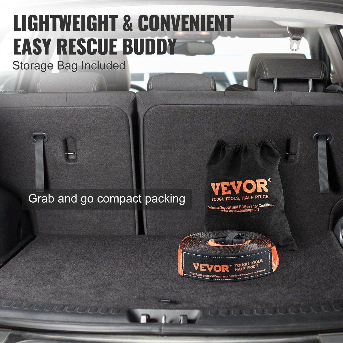 Off-Road Recovery Kit, 3" x 30', Heavy Duty Winch Recovery Kit with 30,000 lbs Capacity Polyester Tow Strap, 44,092 lbs D-Ring Shackles, Storage Bag, for ATVs, Jeeps, Off-Road Vehicles, Trucks