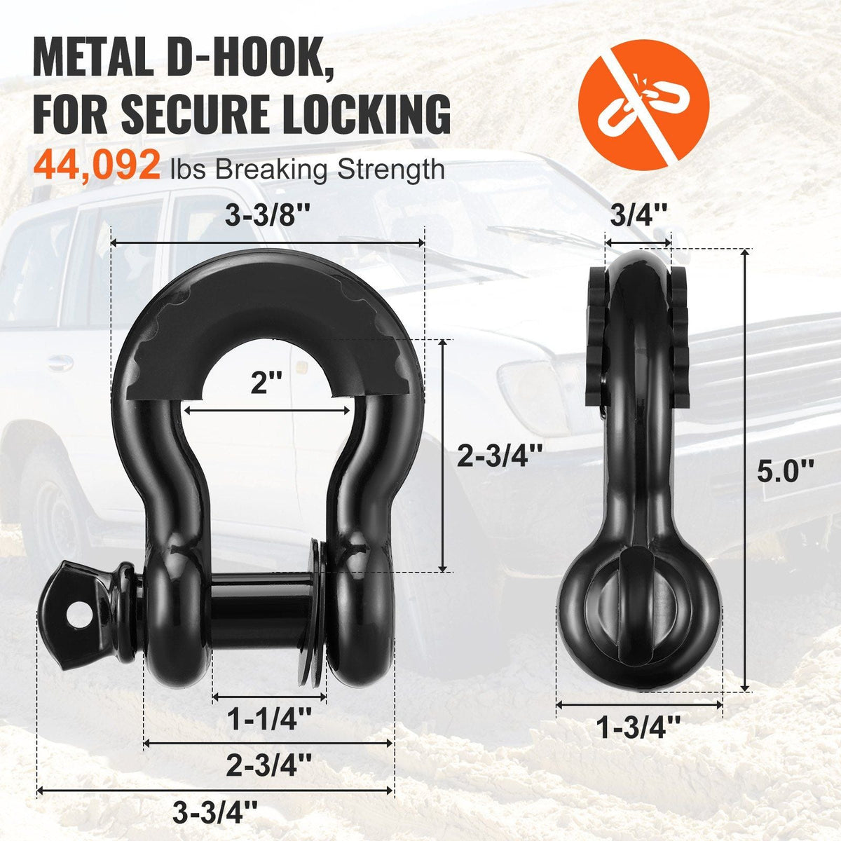 Off-Road Recovery Kit, 3" x 30', Heavy Duty Winch Recovery Kit with 30,000 lbs Capacity Polyester Tow Strap, 44,092 lbs D-Ring Shackles, Storage Bag, for ATVs, Jeeps, Off-Road Vehicles, Trucks