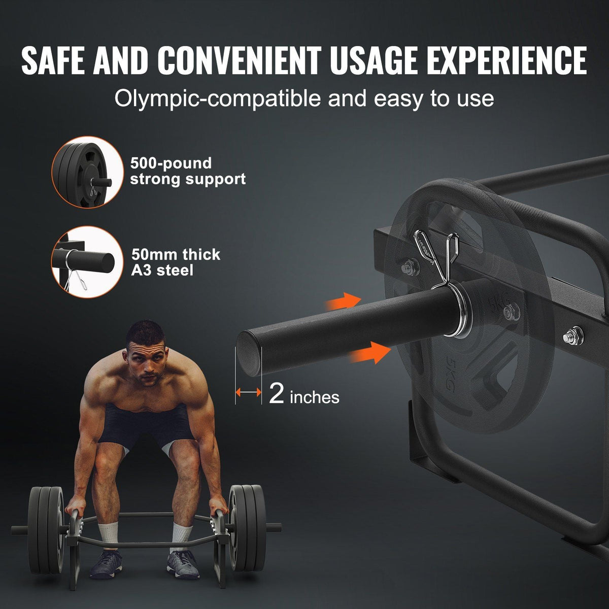 Olympic Trap Bar, 500 LBS Olympic Hex Barbell Trap Bar, 55.7" Squat Deadlift Barbell, 50mm Diameter Weight Lifting Strength Training Shrug Bar with Handle, Home Gym for Squats, Deadlifts, Shrugs