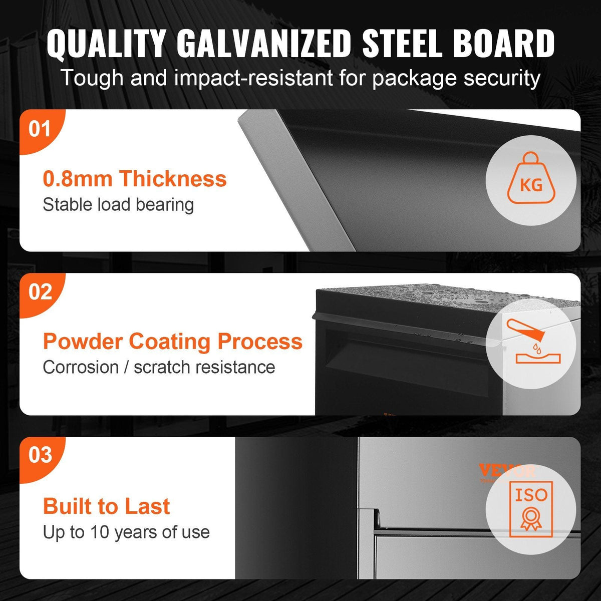 Package Delivery Boxes for Outside 13.9"x11.6"x42", Galvanized Steel Delivery Box for Packages With Coded Lock, Anti-theft Baffle, IPX3 Waterproof Package Drop Box for Outside, Porch, Curbside