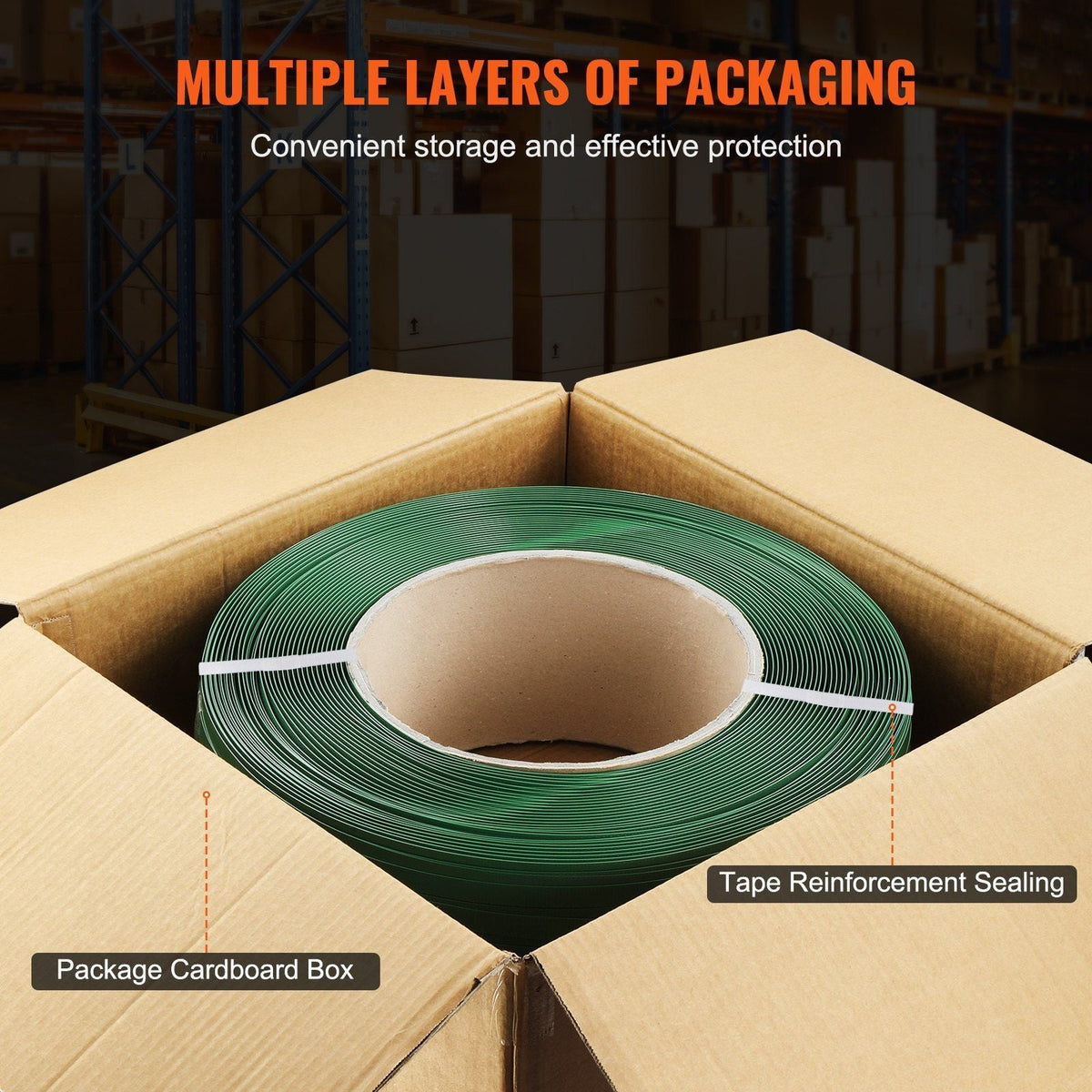 Packaging Polyester PET Strapping Roll 0.63" x 0.03" x 4000' Banding Strap