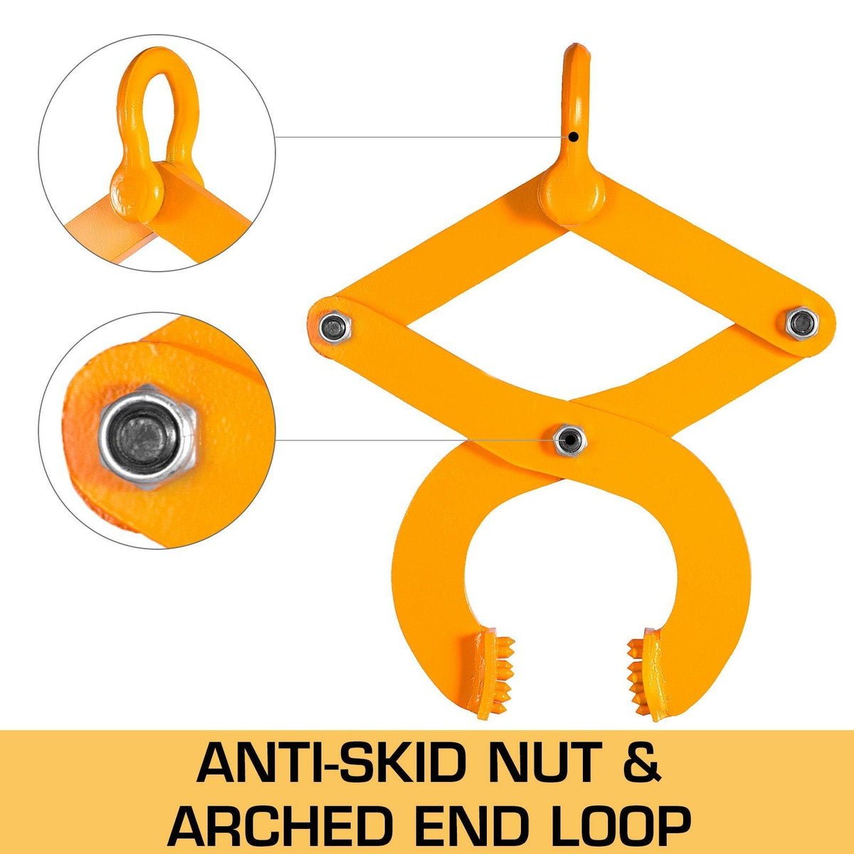 Pallet Puller, 1T Steel Single Scissor Yellow Clamp with 2205 LBS Load Capacity Grabber, 4.3 Inch Jaw Opening and 0.5 Inch Jaw Height, Hook Pulling Hoisting Tool for Forklift Chain