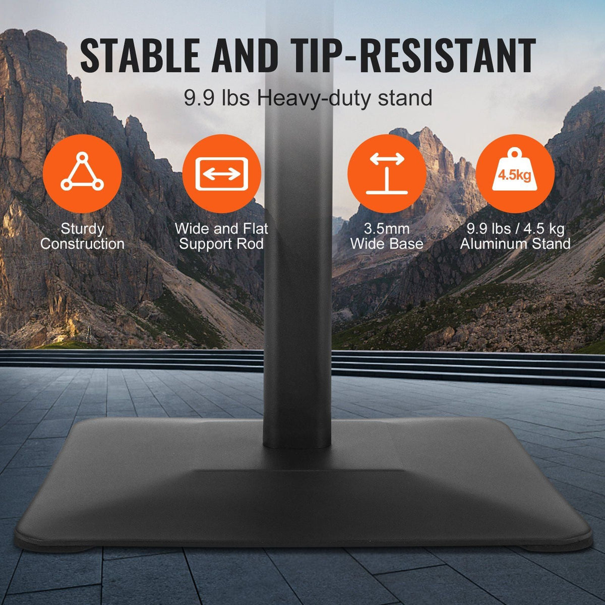 Pedestal Sign Holder, 8.5 x 11 Inch Vertical and Horizontal Adjustable Poster Stand, Heavy-Duty Floor Standing Sign Holder with Metal Base for Display, Advertisement, and Outdoor, Black