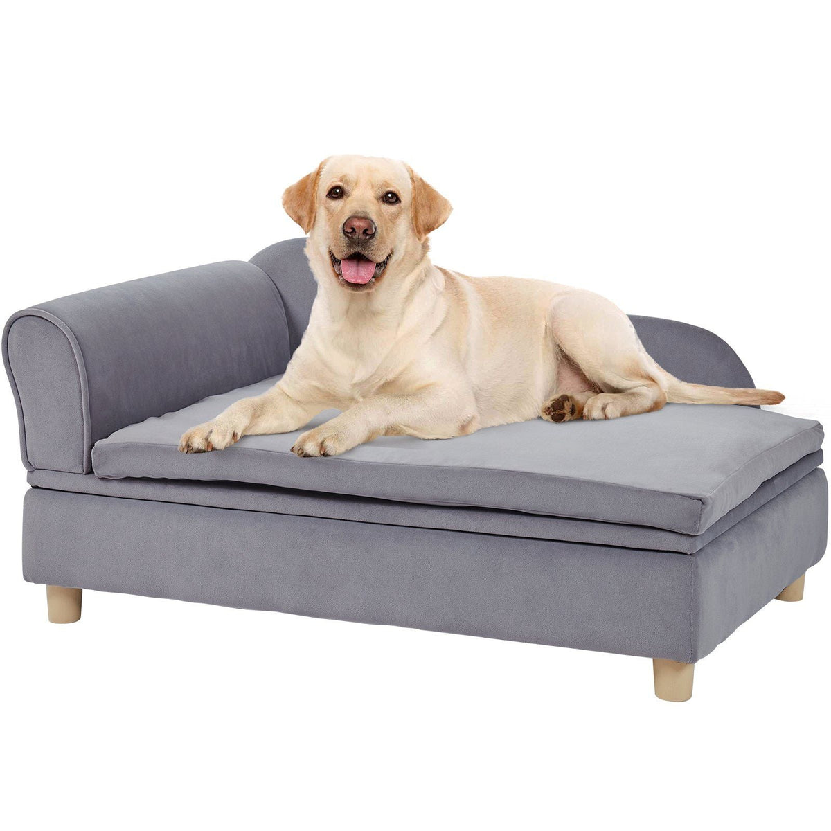 Pet Sofa, Dog Couch for Large-Sized Dogs and Cats, Soft Velvety Dog Sofa Bed, 110 lbs Loading Cat Sofa, Grey