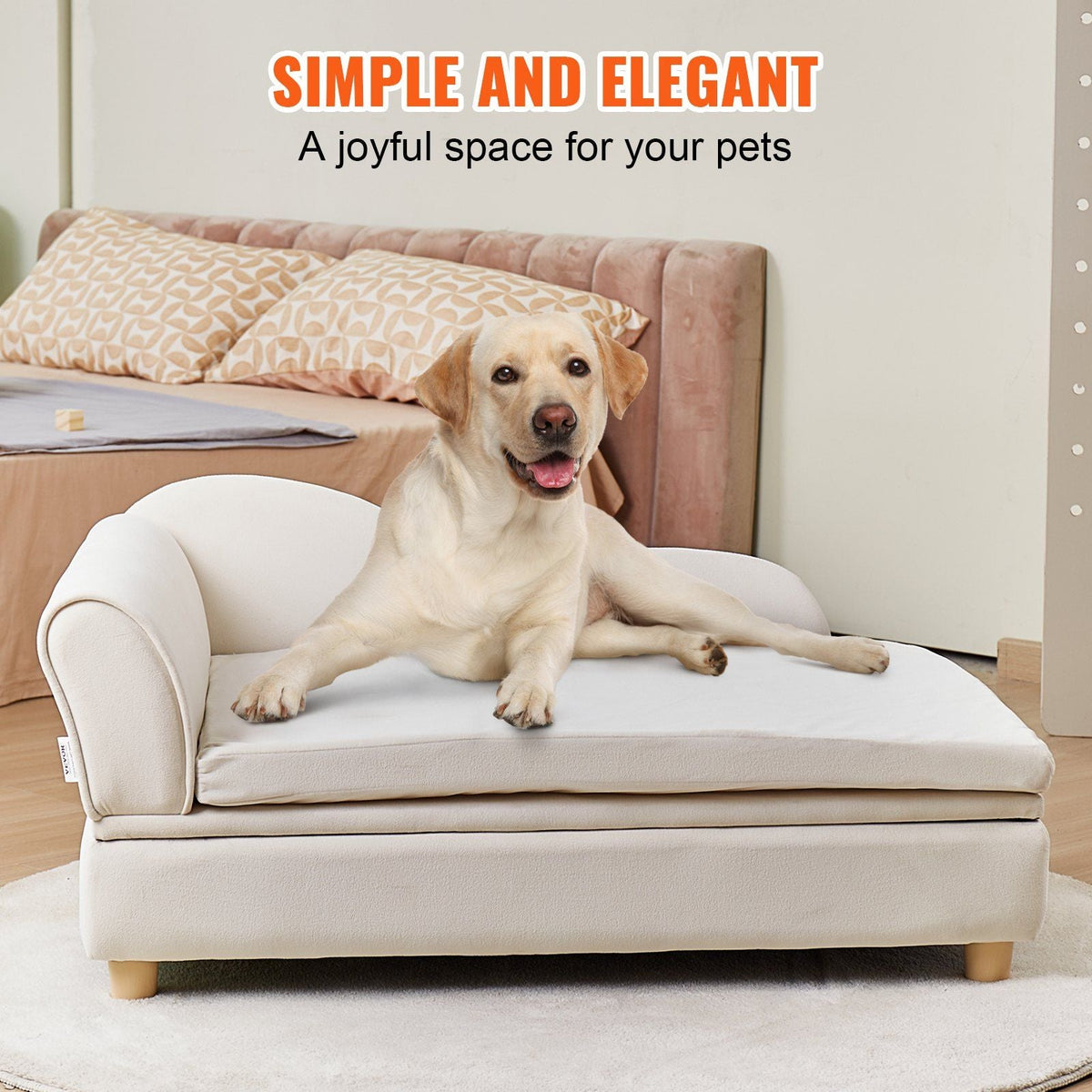 Pet Sofa, Dog Couch for Large-Sized Dogs and Cats, Soft Velvety Dog Sofa Bed, 110 lbs Loading Cat Sofa, White