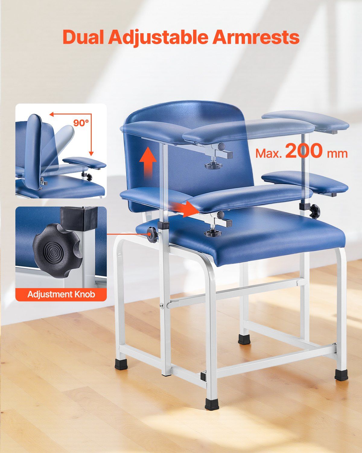 Phlebotomy Chair Blood Draw Chair with Adjustable Armrests and Flip Arm
