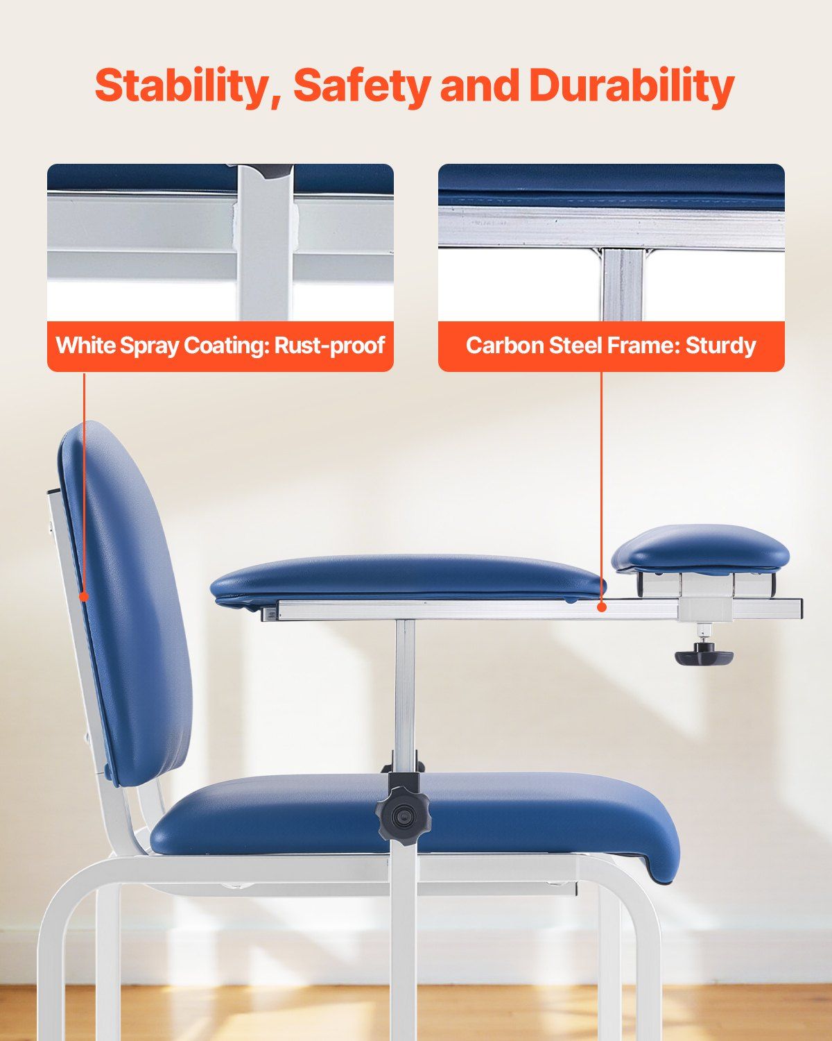 Phlebotomy Chair Blood Draw Chair with Adjustable Armrests and Flip Arm