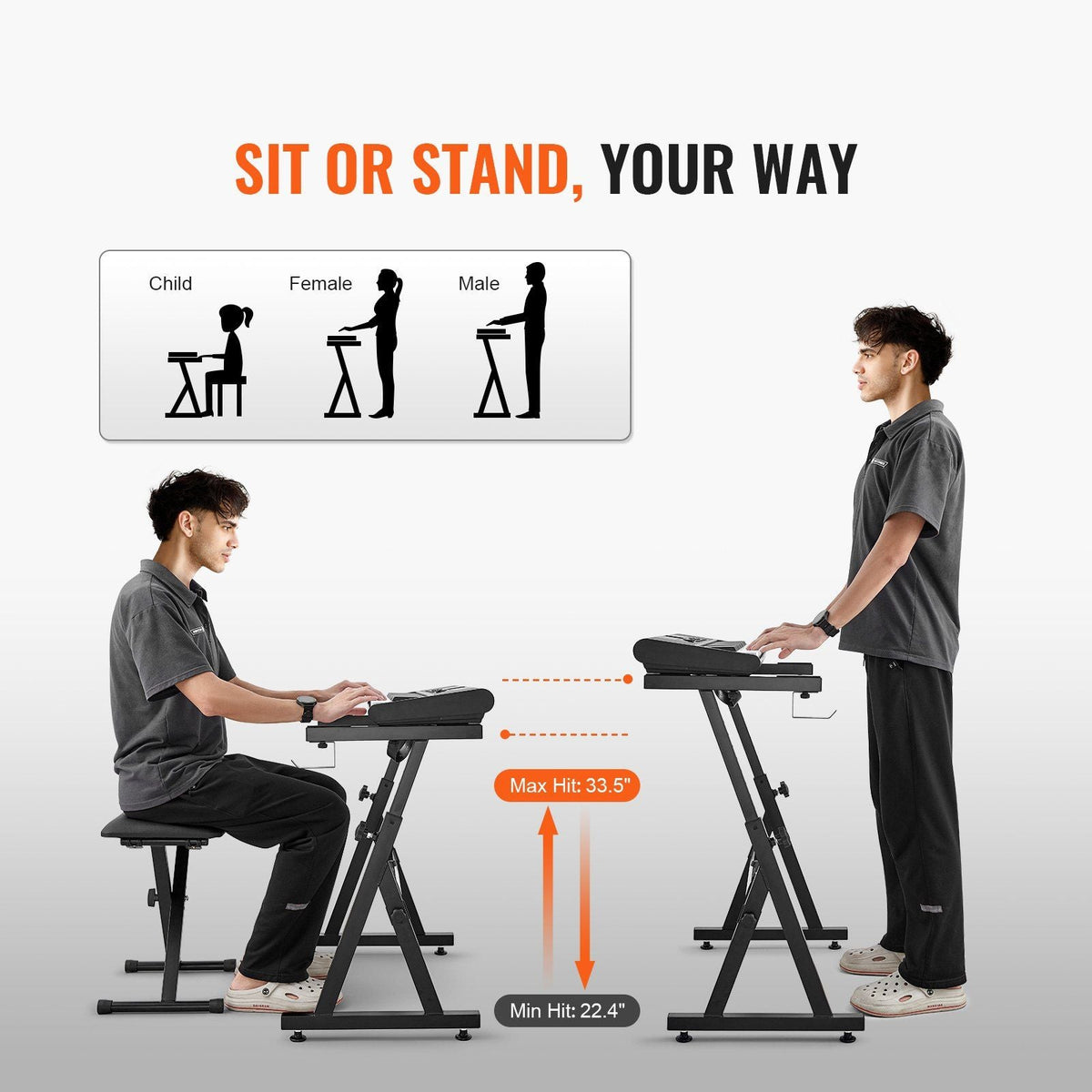 Piano Keyboard Stand, Z Style, Heavy-Duty Digital Piano Music Stand, 250 lbs Capacity with Adjustable Width & Height Wheels Anti-Slip Pads Headphone Hook, Fits for 54-88 Key Electric Pianos