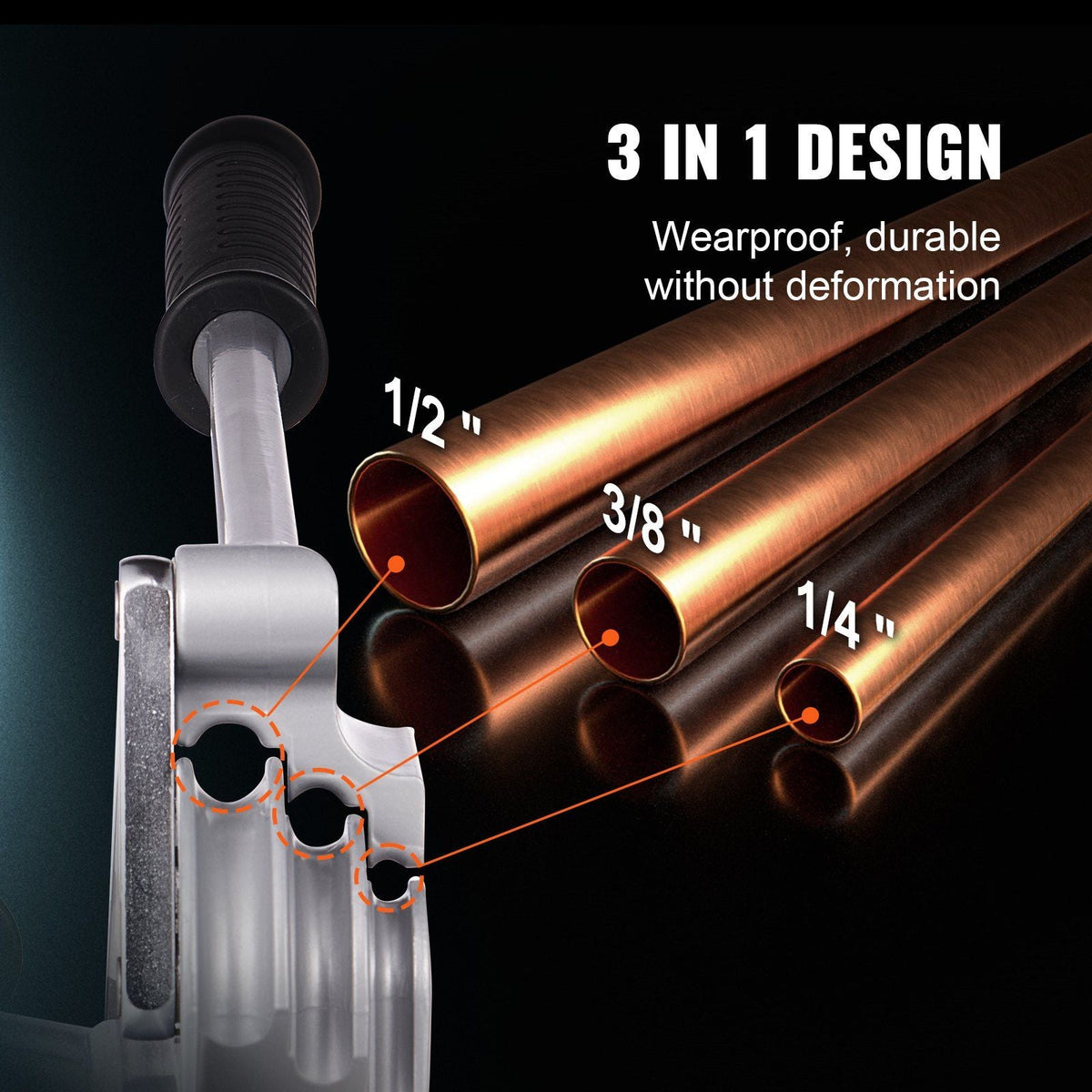 Pipe Tube Bender, 1/4", 3/8", 1/2" OD, 3 in 1 Manual Level Tube Bender, 180° Copper Aluminum Pipes Bending Tools for HVAC Air Conditioning Refrigerator Repair