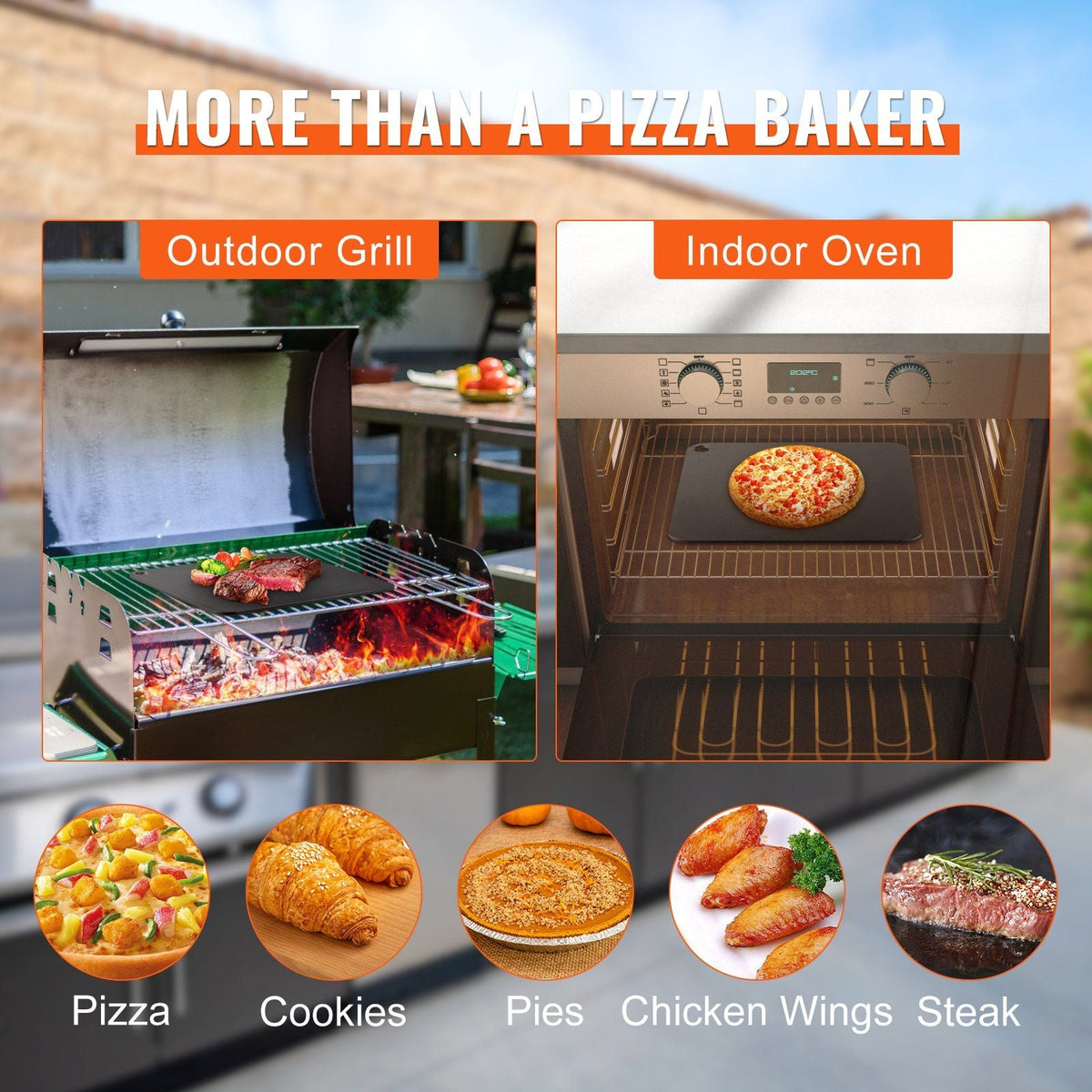 Pizza Steel, 13.5" x 10" x 1/4" Pizza Steel Plate for Oven, Pre-Seasoned Carbon Steel Pizza Baking Stone with 20X Higher Conductivity, Heavy Duty Pizza Pan for Outdoor Grill, Indoor Oven