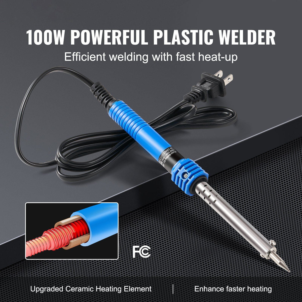 Plastic Welding Kit, 100W Plastic Welder Soldering Iron Gun, Car Bumper Repair Kit with 2 Welding Tips, 1 Soldering Tip, 20 Plastic Welding Rods for Kayak/Toys/Plastic Crack/Electronics Repair