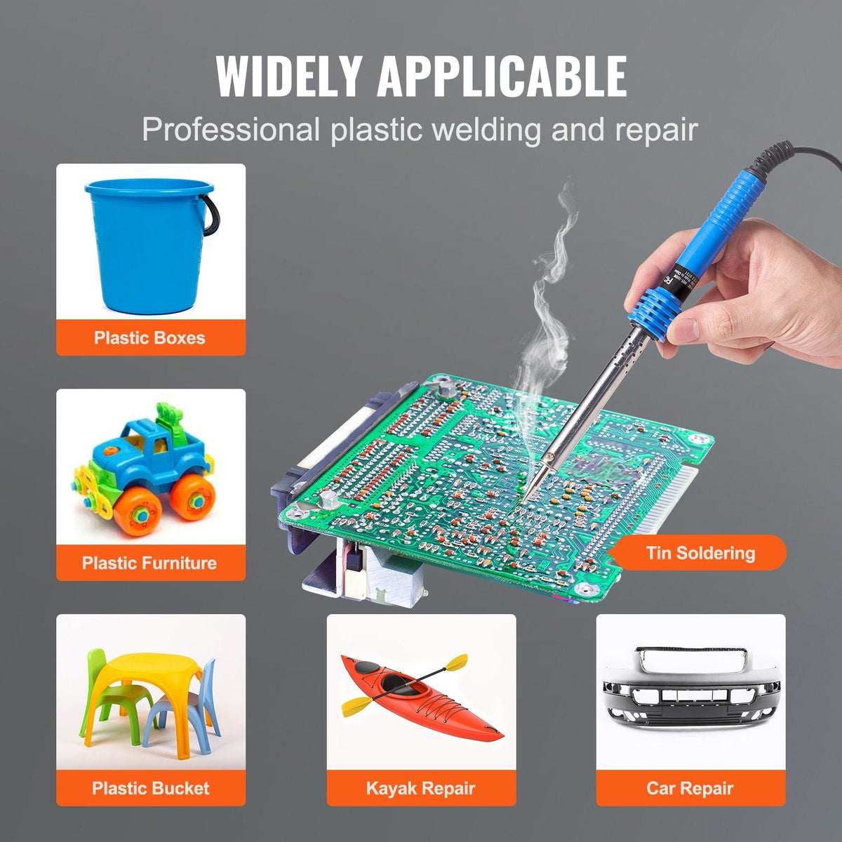 Plastic Welding Kit, 100W Plastic Welder Soldering Iron Gun, Car Bumper Repair Kit with 2 Welding Tips, 1 Soldering Tip, 20 Plastic Welding Rods for Kayak/Toys/Plastic Crack/Electronics Repair