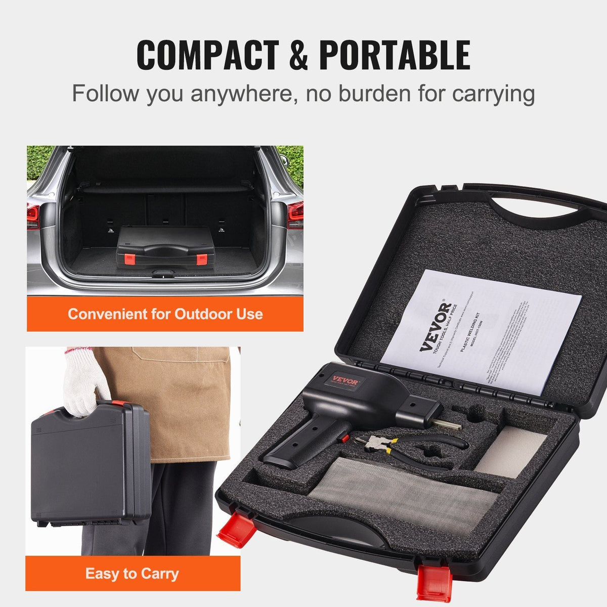 Plastic Welding Kit, 70/150W Dual Power Hot Stapler Plastic Welding Gun, Plastic Car Bumper Repair Kit with 600PCS 6 Types Staples, 56PCS Welding Rods, Pliers for Kayak/Toys/Plastic Crack Repair