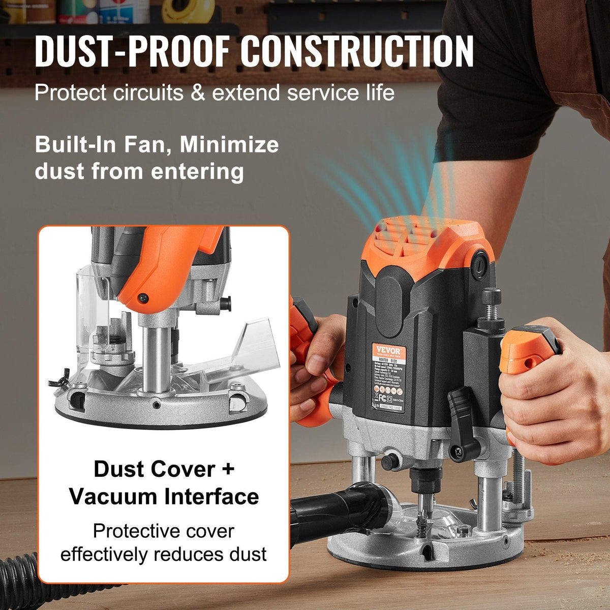 Plunge Router, 3-1/4 HP, 120V, 12000-23000 RPM Variable Speed, Electronic Plunge Base Router, Plunge Woodworking Router Kit with Carry Case, Parallel Guide, Straight Guide, 1/4" Collet Cone Set
