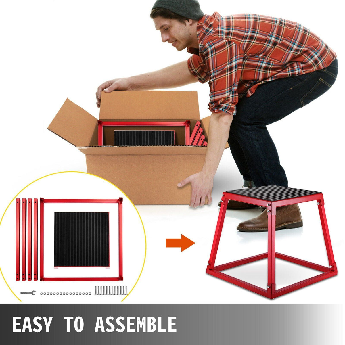 Plyometric Platform Box Fitness Exercise Jump Box Step Plyometric Box Jump for Exercise Fit Training (12/18/24/Red) (18 inch)