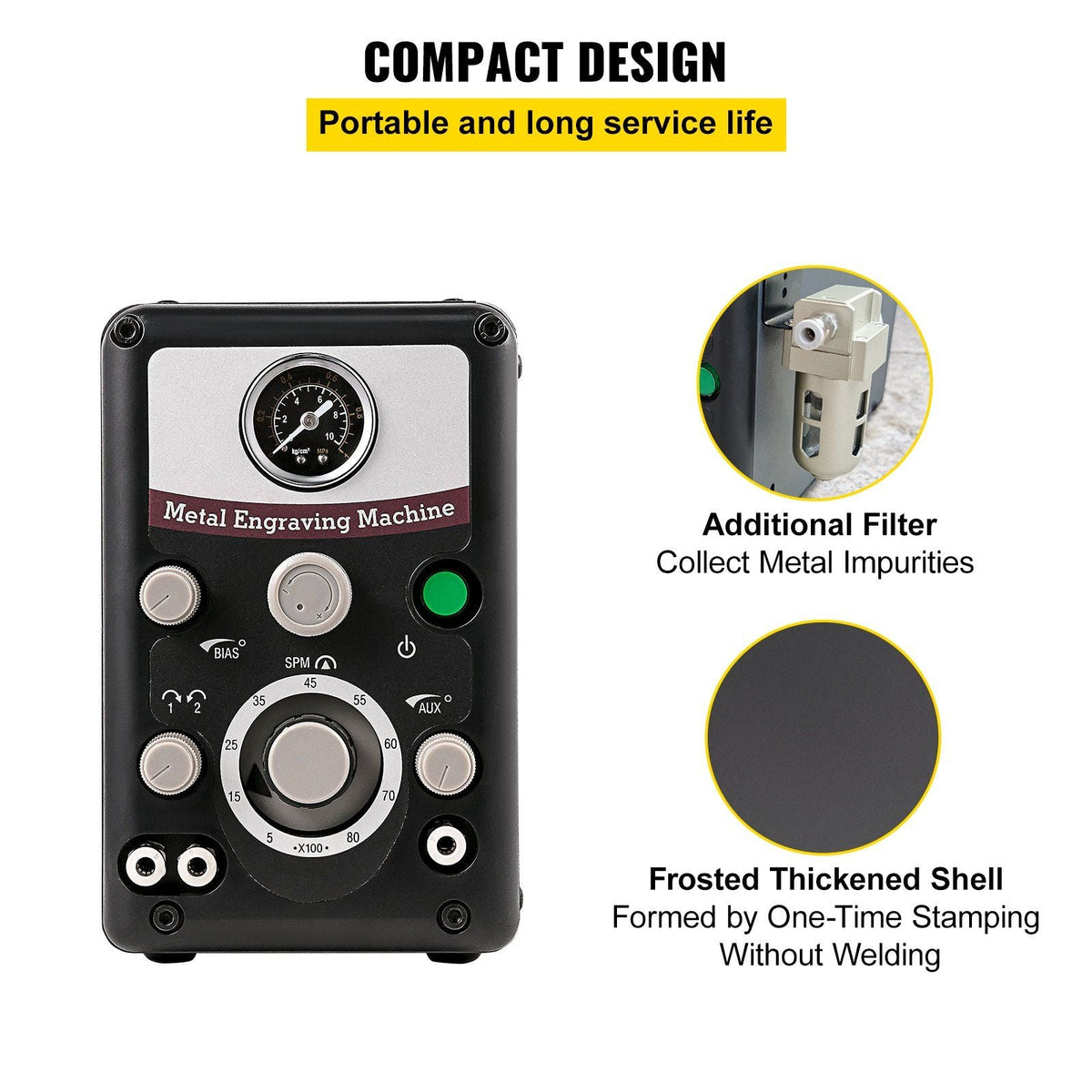 Pneumatic Jewelry Engraver Machine 110V 60Hz Pneumatic Hand Engraving Machines 400-8000 Rpm Pneumatic Graver Handpiece Double-Head Micro Engraer for Jewelry Crafts and Wrought Iron