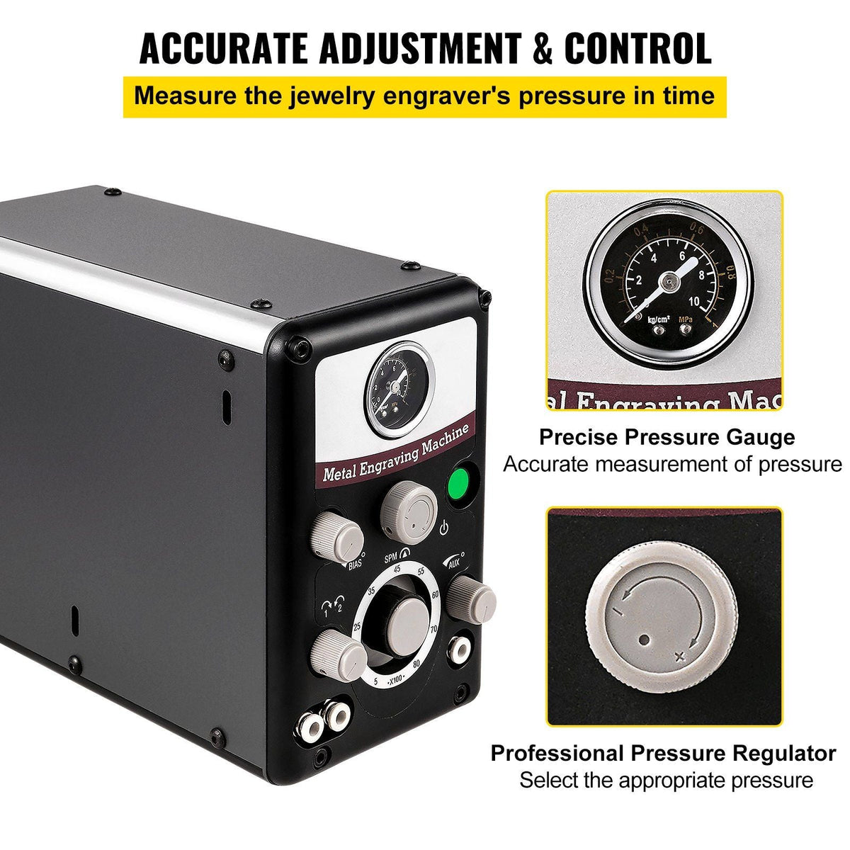 Pneumatic Jewelry Engraver Machine 110V 60Hz Pneumatic Hand Engraving Machines 400-8000 Rpm Pneumatic Graver Handpiece Double-Head Micro Engraer for Jewelry Crafts and Wrought Iron