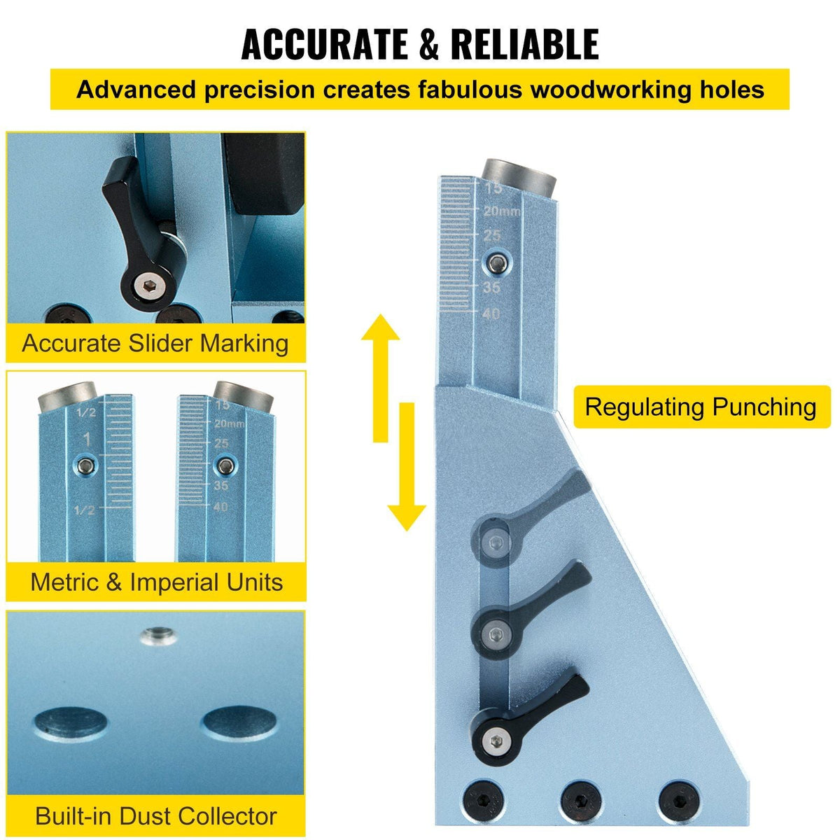 Pocket Hole Jig Kit, Adjustable & Easy to Use Joinery Woodworking System, Professional and Upgraded Aluminum, Wood Guides Joint Angle Tool with Extension Rod Screws for DIY Carpentry Projects
