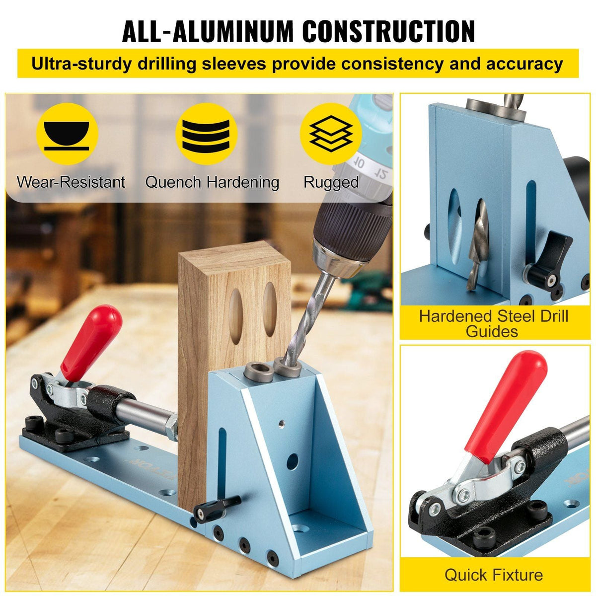 Pocket Hole Jig Kit, Adjustable & Easy to Use Joinery Woodworking System, Professional and Upgraded Aluminum, Wood Guides Joint Angle Tool with Extension Rod Screws for DIY Carpentry Projects