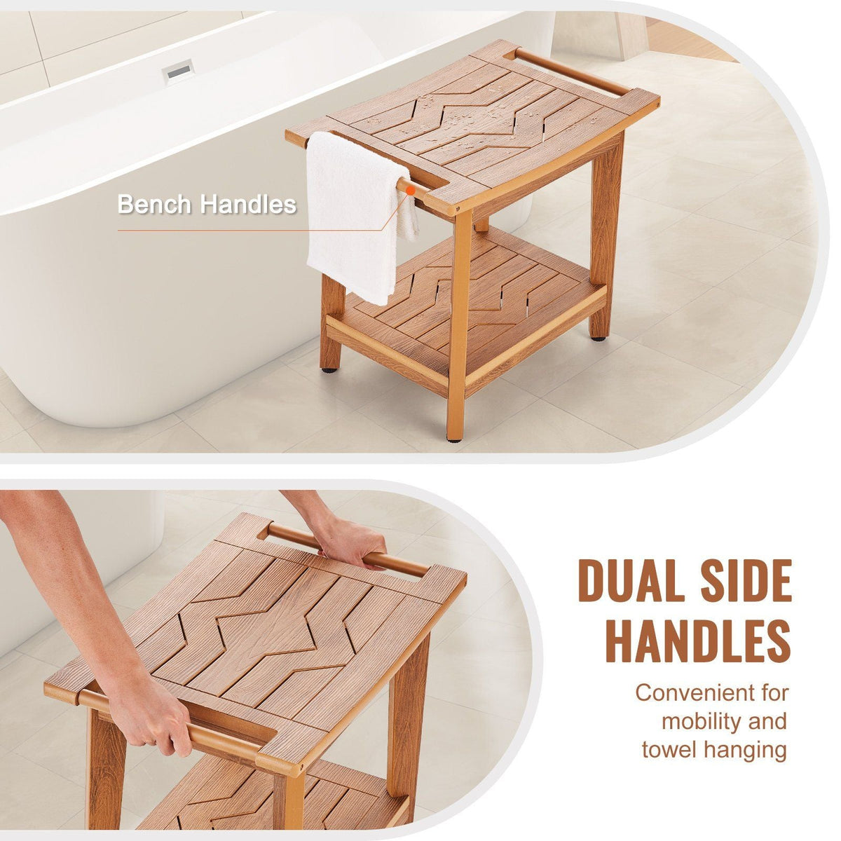 Poly Lumber Shower Bench 21 x 14 x 18.5 in Shower Stool Chair for Bathroom