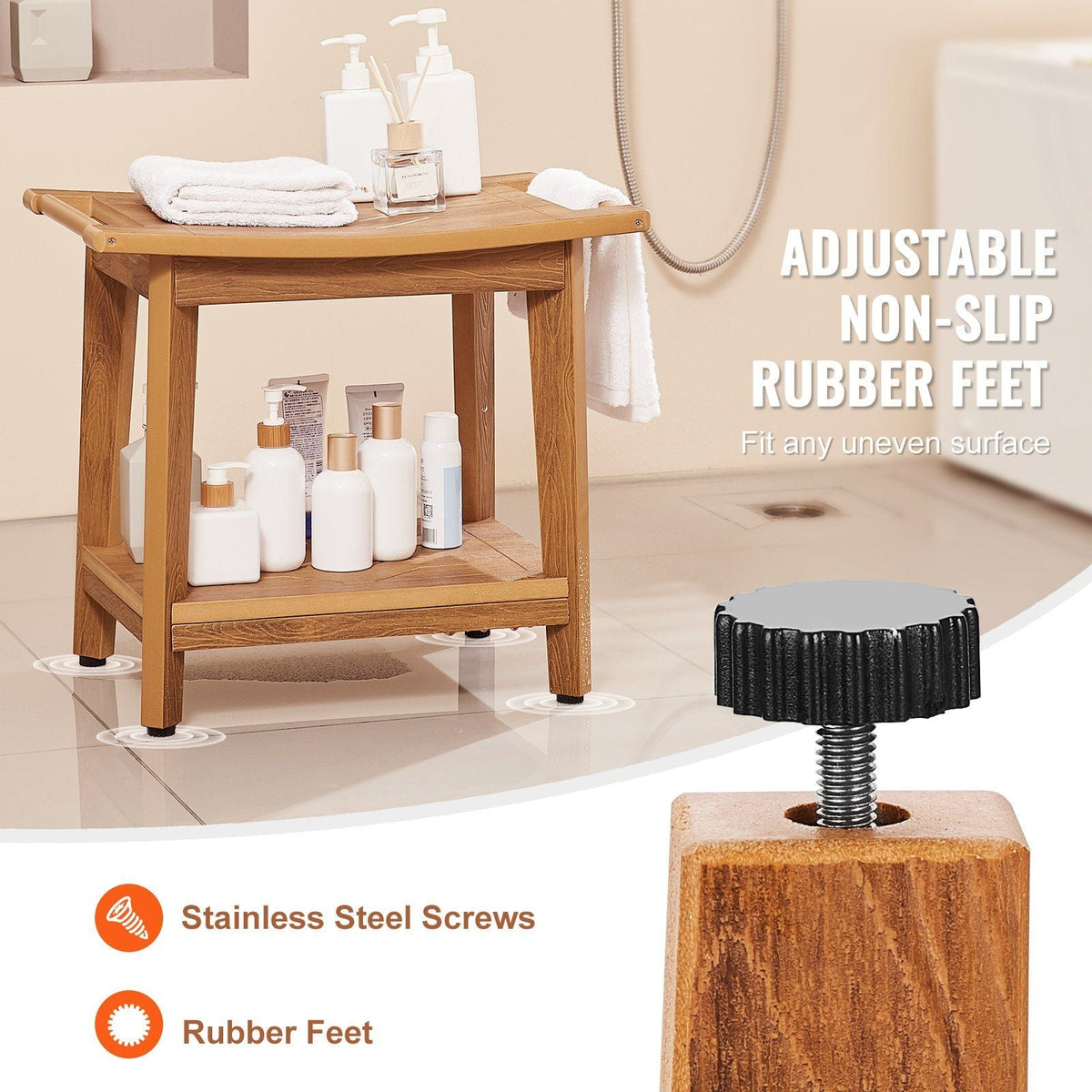 Poly Lumber Shower Bench 21 x 14 x 18.5 in Shower Stool Chair for Bathroom