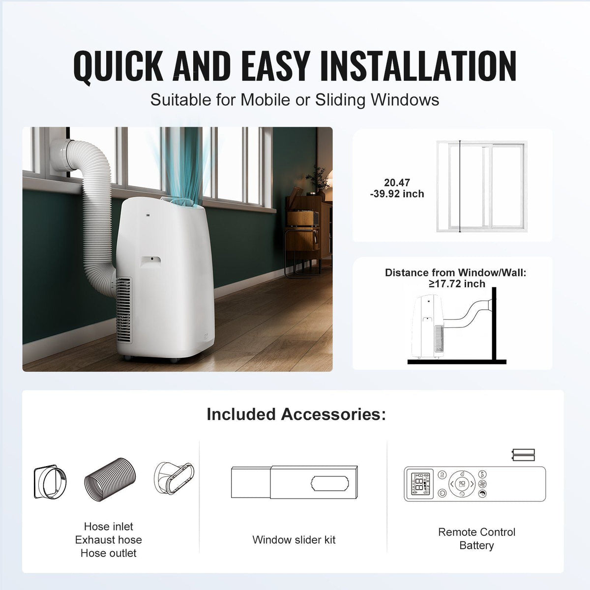 Portable Air Conditioner 14k BTU 4 in 1 AC Warm/Cool Dehumidifier Fan