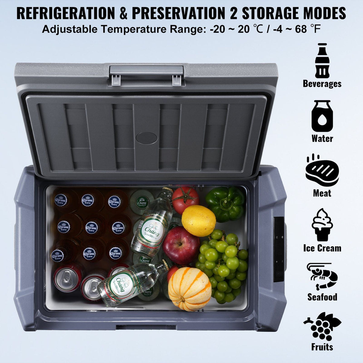 Portable Car Refrigerator Freezer Compressor 30 L Single Zone for Car Home