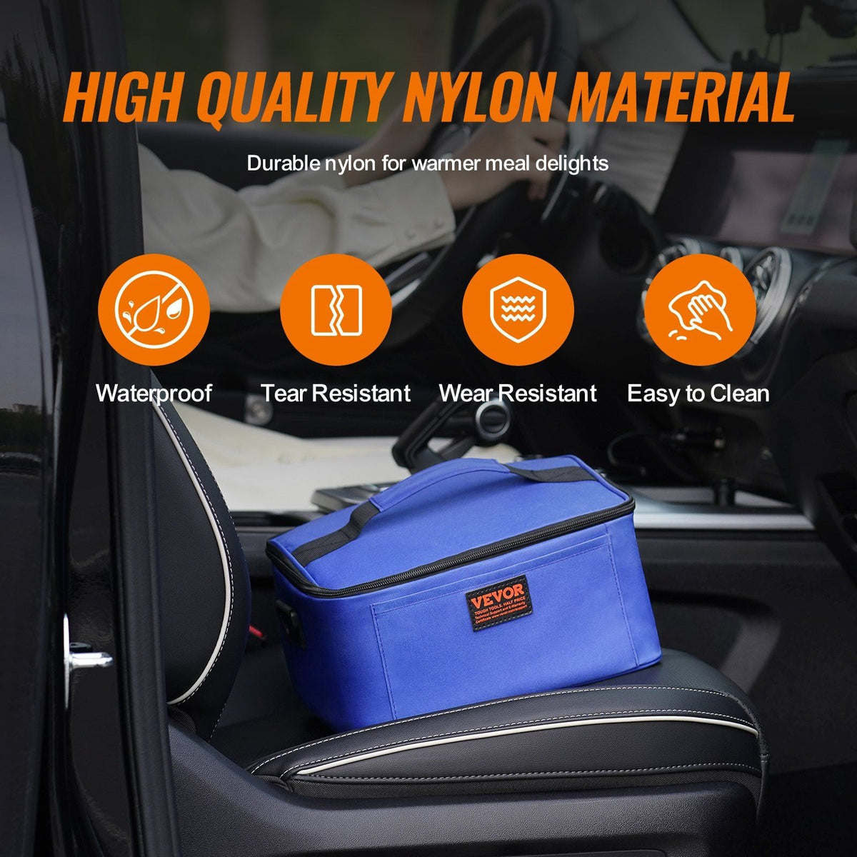 Portable Oven, 12V Car Food Warmer, 2QT 55W Portable Mini Personal Microwave, Electric Heated Lunch Box for Camping, Travel, Compatible with Glass, Ceramic, Foil Containers (Blue)
