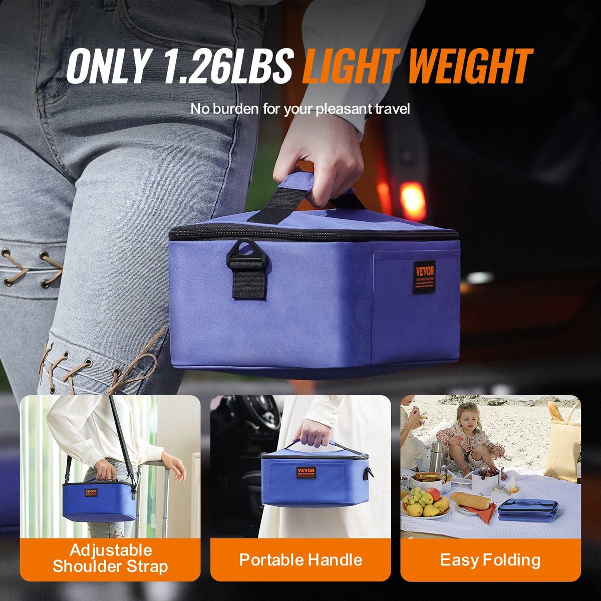 Portable Oven, 12V Car Food Warmer, 2QT 55W Portable Mini Personal Microwave, Electric Heated Lunch Box for Camping, Travel, Compatible with Glass, Ceramic, Foil Containers (Blue)