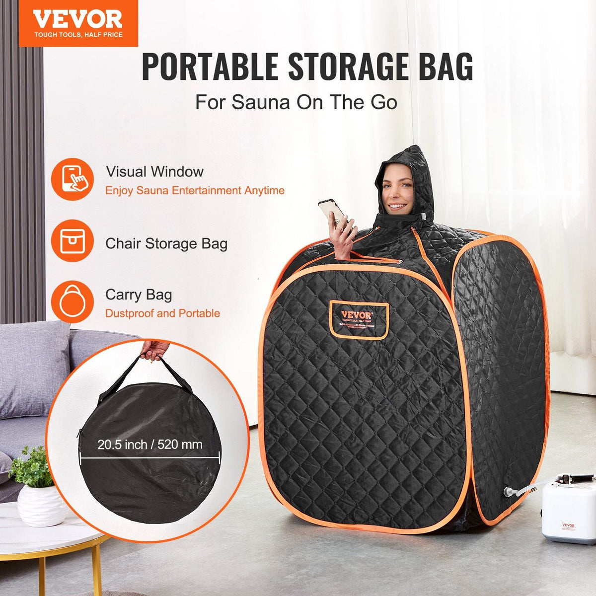 Portable Personal Steam Sauna Spa Tent with 2L 1000 Watt Steam Generator, Includes Foldable Chair, Home Therapeutic Sauna Blanket for Detox Relaxation, Time & Temperature Remote Control, Black