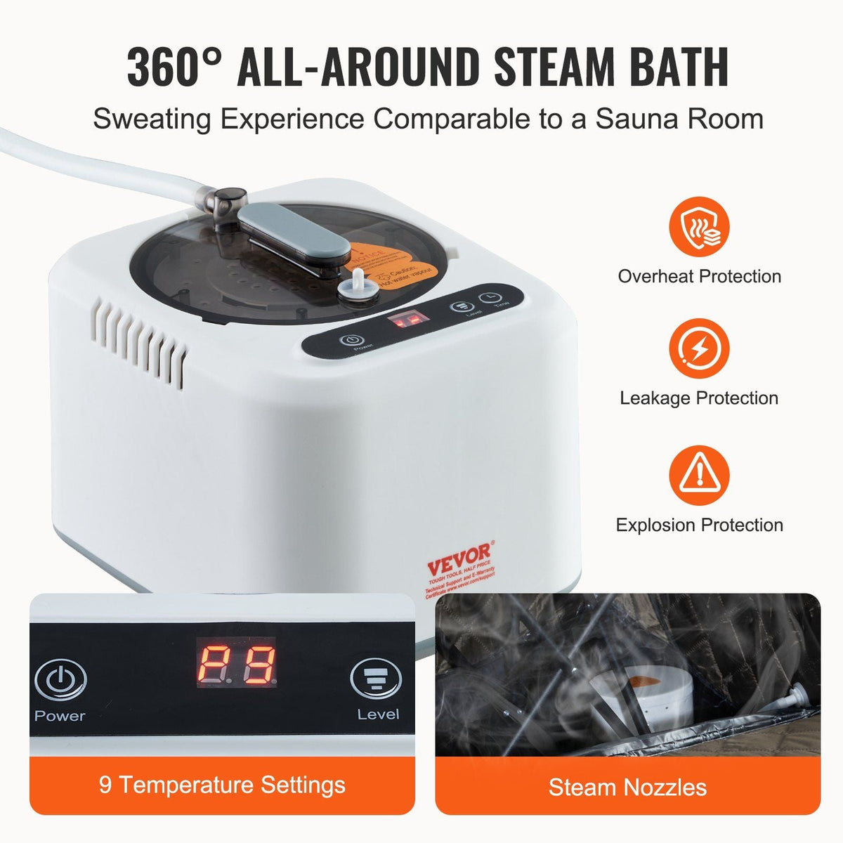 Portable Personal Steam Sauna Spa Tent with 2L 1000 Watt Steam Generator, Includes Foldable Chair, Home Therapeutic Sauna Blanket for Detox Relaxation, Time & Temperature Remote Control, Black