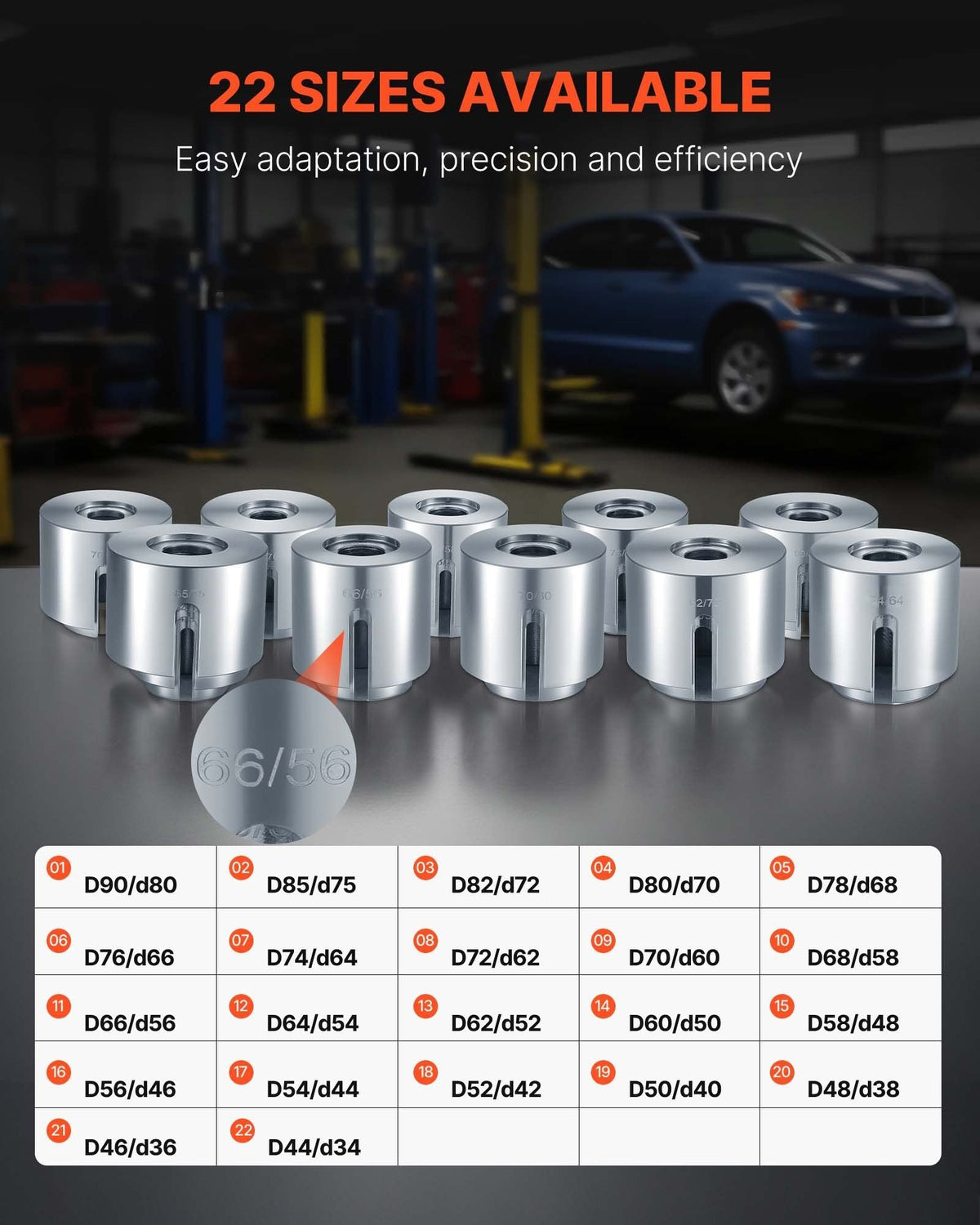 Pull and Press Sleeve Kit, 27 PCS, Steel Bush Removal Insertion Sleeve Tools with Carrying Case, Compatible with LCV and HGV Engines, for Removing and Installing Bushings, Bearings, and Seals