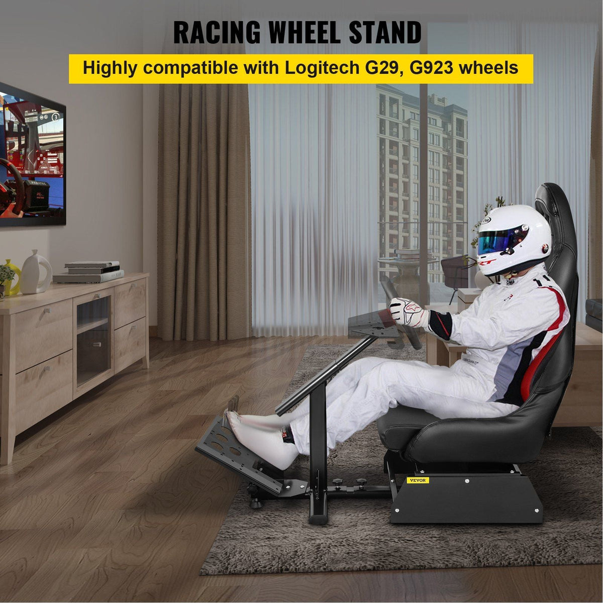 Racing Simulator Seat Adjustable Driving Gaming Reclinable Seat with Gear Shifter Mount fit for PS4 PS3 Xbox Logitech Racing Simulator Seat Racing Wheel Stand Cockpit (Seat, PS3/PS3/G29/G920)